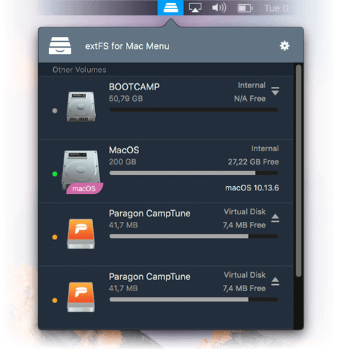 extFS for Mac by Paragon Software. Access all Linux ext2, ext3 or ext4 with extFS driver for Mac. Screenshot.